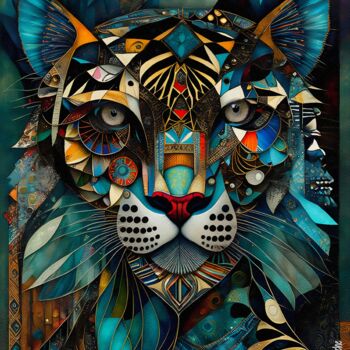 Digital Arts titled "Doruk Tiger" by L.Roche, Original Artwork, Ink Mounted on Other rigid panel