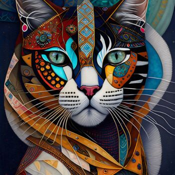 Digitale Kunst mit dem Titel "New cat generation 3" von L.Roche, Original-Kunstwerk, Tinte