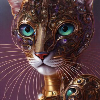 Arts numériques intitulée "Tribus cats 10" par L.Roche, Œuvre d'art originale, Encre