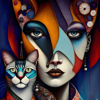 Arte digitale intitolato "Cat carnaval" da L.Roche, Opera d'arte originale, Inchiostro