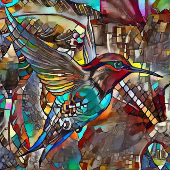 Digitale Kunst mit dem Titel "Colibri Febrero" von L.Roche, Original-Kunstwerk, Tinte