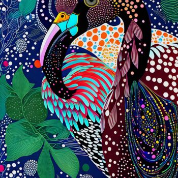 Arts numériques intitulée "Flamingo de Abril" par L.Roche, Œuvre d'art originale, Encre