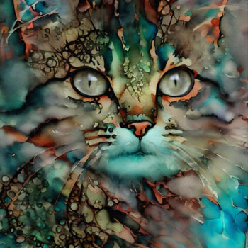 Digital Arts titled "Catty 2023" by L.Roche, Original Artwork, Ink