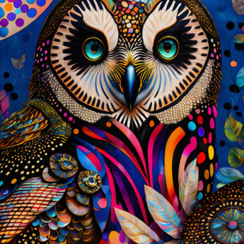 Arte digitale intitolato "The Owl painter" da L.Roche, Opera d'arte originale, Inchiostro