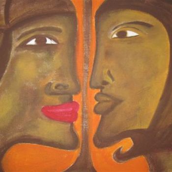 Peinture intitulée "mes-soeurs" par L.Zekoum, Œuvre d'art originale, Huile