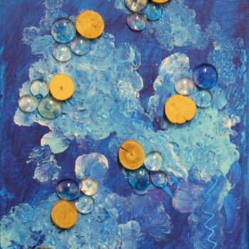 Artisanat intitulée "Bleu d’oxygène" par La Caverne De Sand, Œuvre d'art originale, Décoration de maison