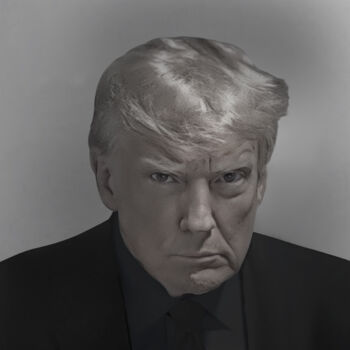 Arts numériques intitulée "Trump mugshot" par La Galerie De L'Amour Us, Œuvre d'art originale, Peinture numérique