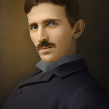 Arts numériques intitulée "Nikola Tesla II" par La Galerie De L'Amour, Œuvre d'art originale, Peinture numérique