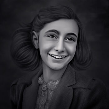 Arte digitale intitolato "Anne Frank" da La Galerie De L'Amour, Opera d'arte originale, Pittura digitale