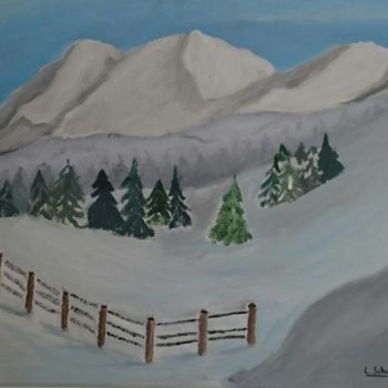 Pittura intitolato "Domaine skiable La…" da La Galerie De Léa, Opera d'arte originale, Olio