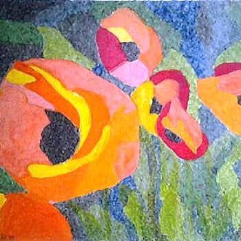Colagens intitulada "Fleurs champêtres" por Annig Pineau (Ginna), Obras de arte originais, Colagens