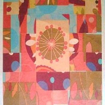 Collages intitulée "Ciel de jardin" par Annig Pineau (Ginna), Œuvre d'art originale, Collages