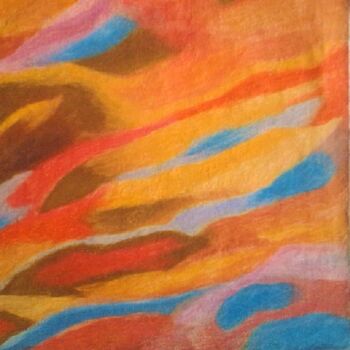 Peinture intitulée ""Marbrures flammes"" par Annig Pineau (Ginna), Œuvre d'art originale, Pastel
