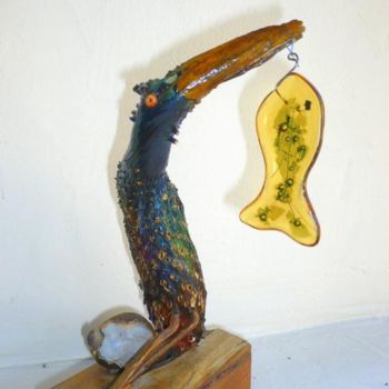 Sculpture titled "Martin pêcheur" by Kiti Bois-Verre, Original Artwork