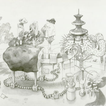Rysunek zatytułowany „The Vanishing Box” autorstwa Lacey Stinson, Oryginalna praca, Ołówek