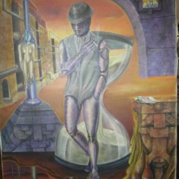 Schilderij getiteld "Fumando espero" door Carlos Vico Lacosta, Origineel Kunstwerk