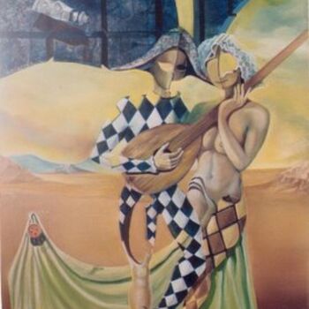 Painting titled "Arlequines" by Carlos Vico Lacosta, Original Artwork