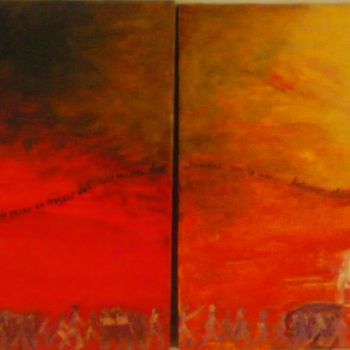 Painting titled "La Retirada (diptyq…" by Line Lacroix, Original Artwork, Oil