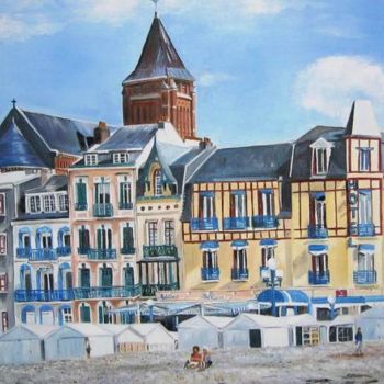 Pintura intitulada "l'hotel Bellevue" por Nicole Brouillard, Obras de arte originais, Óleo