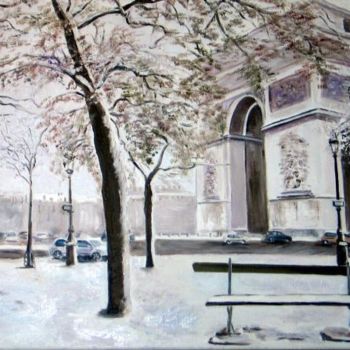 Schilderij getiteld "L'Arc de Triomphe s…" door Nicole Brouillard, Origineel Kunstwerk, Olie