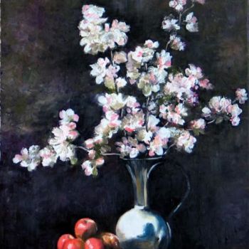 Pittura intitolato "cruchon et fleurs d…" da Nicole Brouillard, Opera d'arte originale