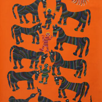 Pittura intitolato "Bhil Art" da Lado Bai, Opera d'arte originale, Acrilico