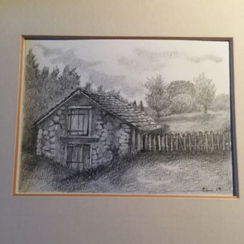 Drawing titled "Paysage de la Creuse" by Pascale Ladoux, Original Artwork, Pencil