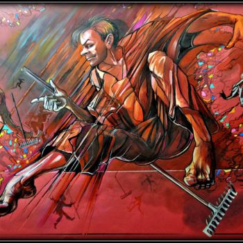 Dibujo titulada ""Dance on a rake"" por Vladimir Barkov Ladoyar, Obra de arte original, Conté
