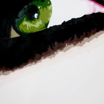 Painting titled "Iris verte" by Lady Caviar, Original Artwork