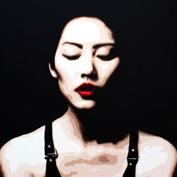 Malerei mit dem Titel "Kurai Kangae" von Lady Caviar, Original-Kunstwerk, Acryl
