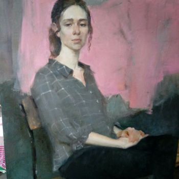 Картина под названием "Юная леди" - Anastasia Grin, Подлинное произведение искусства, Масло Установлен на Деревянная рама дл…