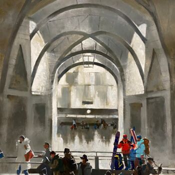 Peinture intitulée "Ладожский вокзал" par Anastasia Grin, Œuvre d'art originale, Huile Monté sur Châssis en bois
