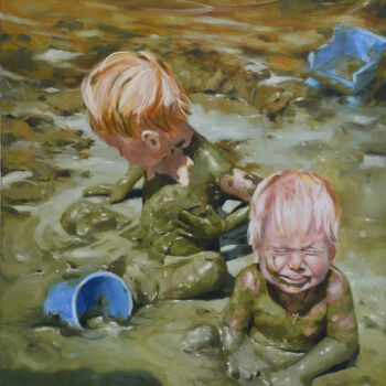 Malerei mit dem Titel "Children's happines…" von Artem Lozhkin, Original-Kunstwerk, Öl