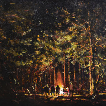 Pintura intitulada "BONFIRE" por Artem Lozhkin, Obras de arte originais, Óleo