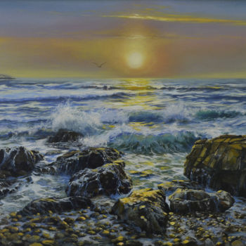 Painting titled "Sunset 2" by Artem Lozhkin, Original Artwork, Oil