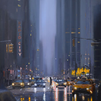 Painting titled "FOGGY EVENING" by Artem Lozhkin, Original Artwork, Oil