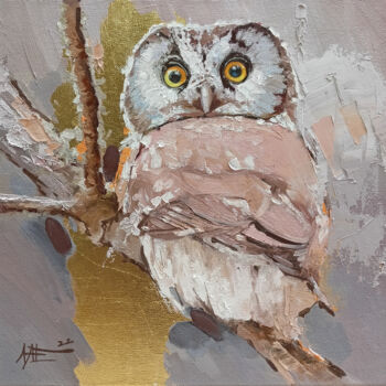 Malarstwo zatytułowany „OWL” autorstwa Artem Lozhkin, Oryginalna praca, Olej