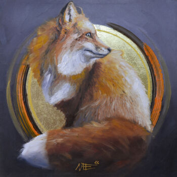 Painting titled "FOX" by Artem Lozhkin, Original Artwork, Oil