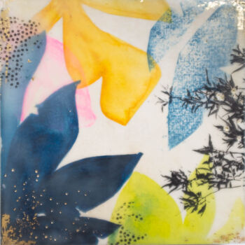 Painting titled "empreintes tropical…" by Laetitia Vasseur, Original Artwork, Encaustic