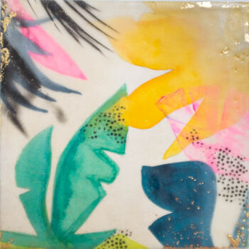 Pittura intitolato "empreintes tropical…" da Laetitia Vasseur, Opera d'arte originale, Encausti