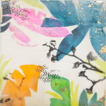 Painting titled "empreintes tropical…" by Laetitia Vasseur, Original Artwork, Encaustic