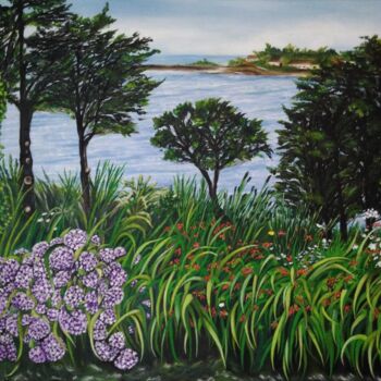 Painting titled "Mer de Bretagne" by Laetitia Chambault, Original Artwork, Oil