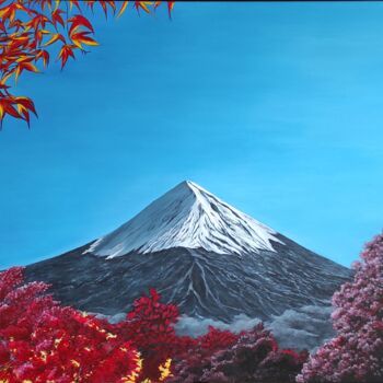 Картина под названием "Le Mont Fuji" - Laetitia Chambault, Подлинное произведение искусства, Акрил