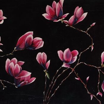 Painting titled "Magnolia" by Laetitia Chambault, Original Artwork, Acrylic
