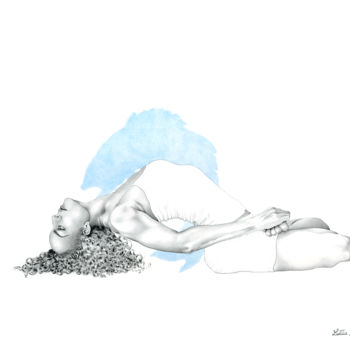 Drawing titled "Matsyasana" by Laetitia Bensmail, Original Artwork, Pencil