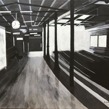 Peinture intitulée "La Gare" par Laetitia Infantino, Œuvre d'art originale, Acrylique Monté sur Châssis en bois