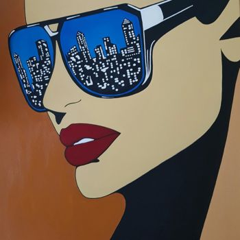 Painting titled "Urban woman" by Ana Von Laff, Original Artwork, Acrylic