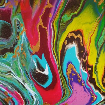 Schilderij getiteld "Pouring art" door Ana Von Laff, Origineel Kunstwerk, Acryl