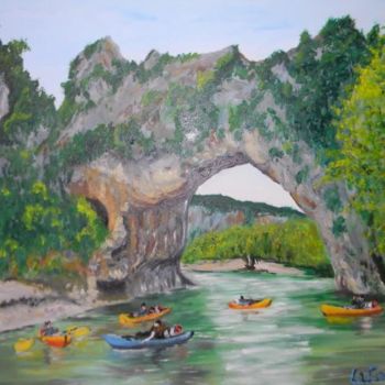 Painting titled "Vallon pont d'arc" by Jean Louis Lafon, Original Artwork, Oil