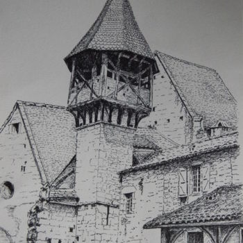 Drawing titled "prieuré Espagnac" by Jean Louis Lafon, Original Artwork